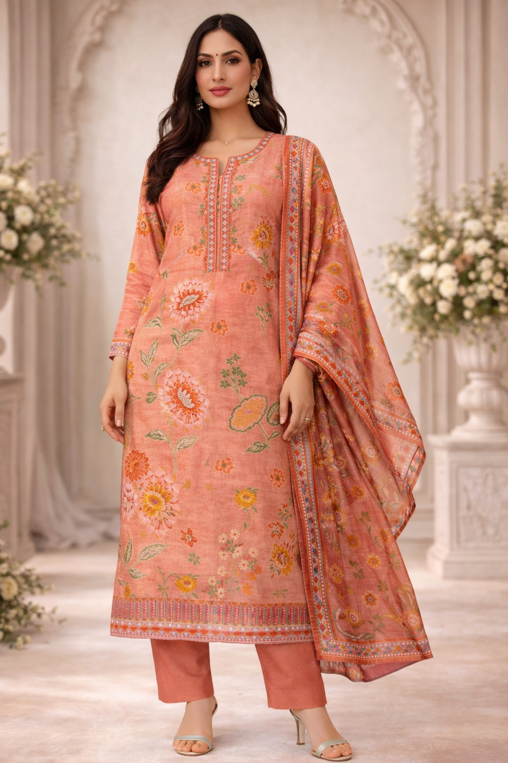 Sunehri Phool Peach Set