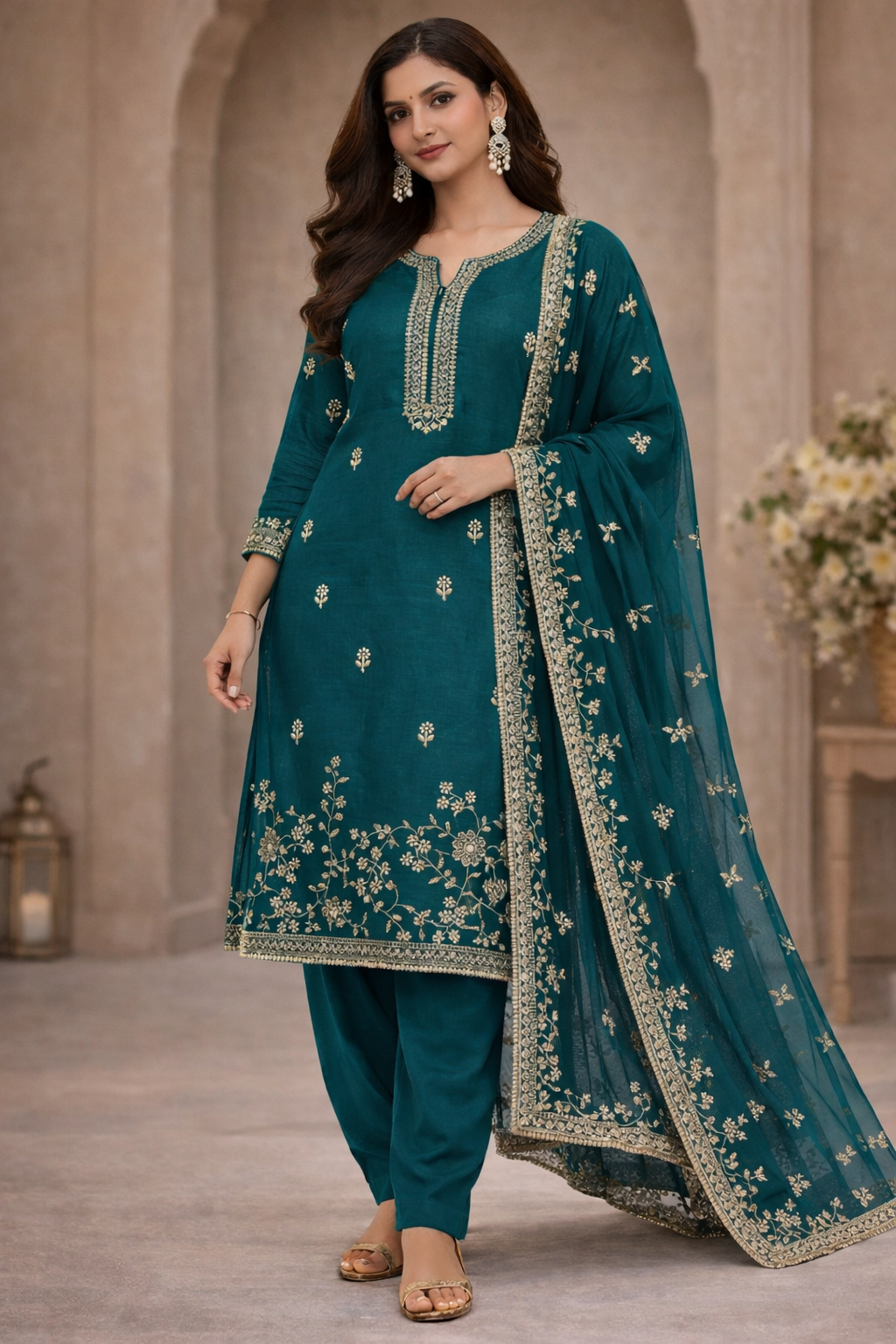 Teal Meher Regal Suit Set