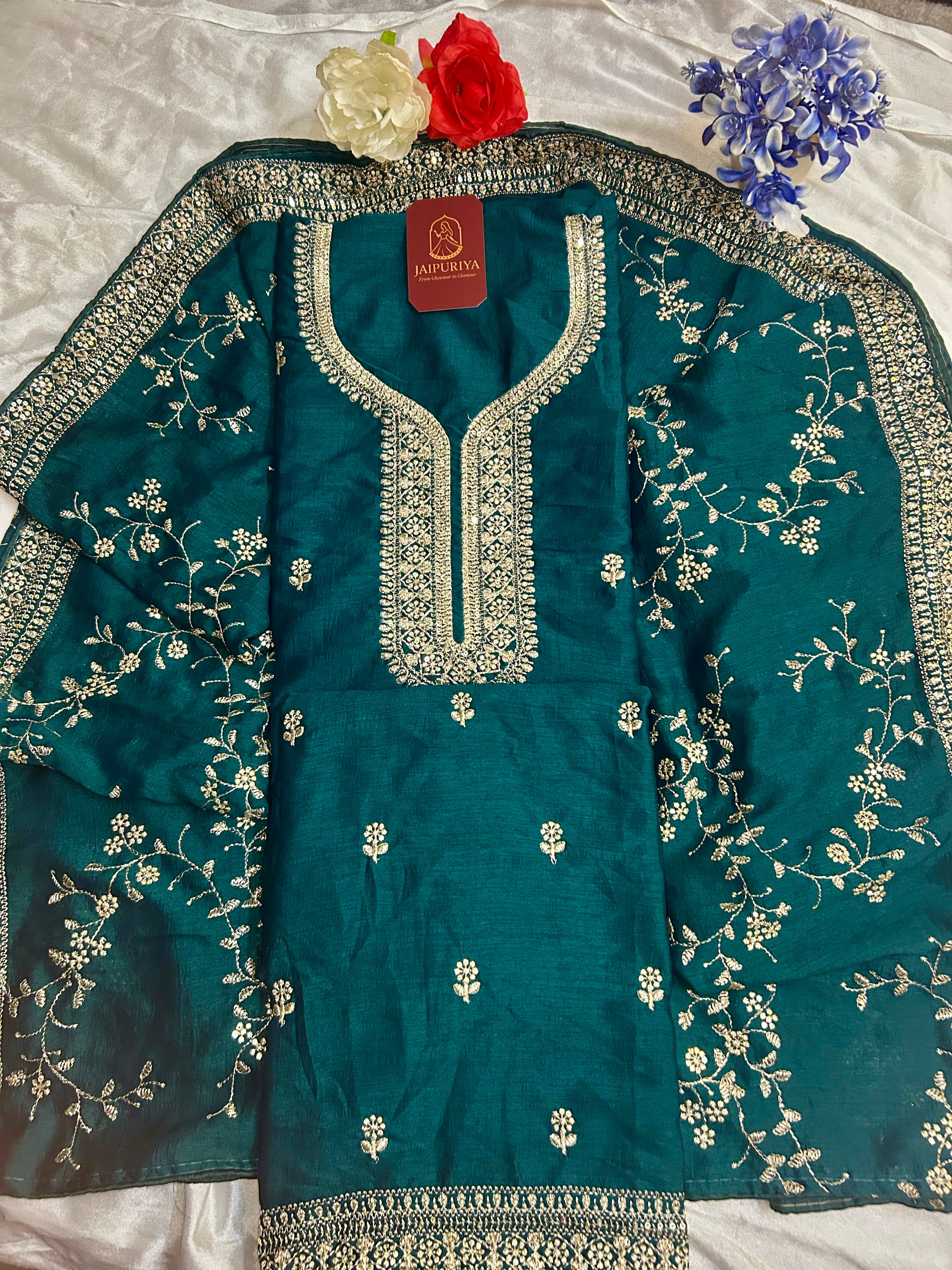 Teal Meher Regal Suit Set