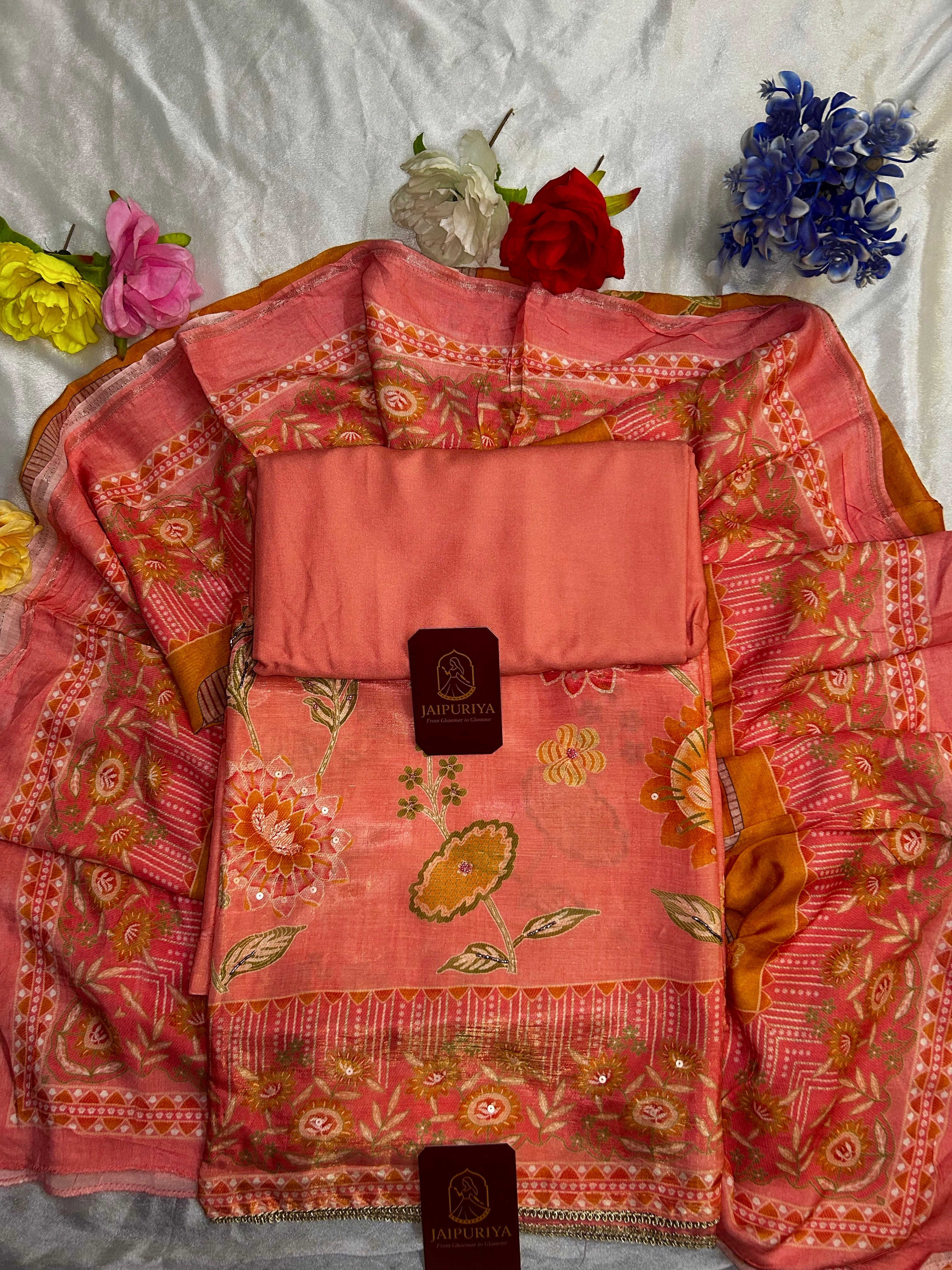 Sunehri Phool Peach Set
